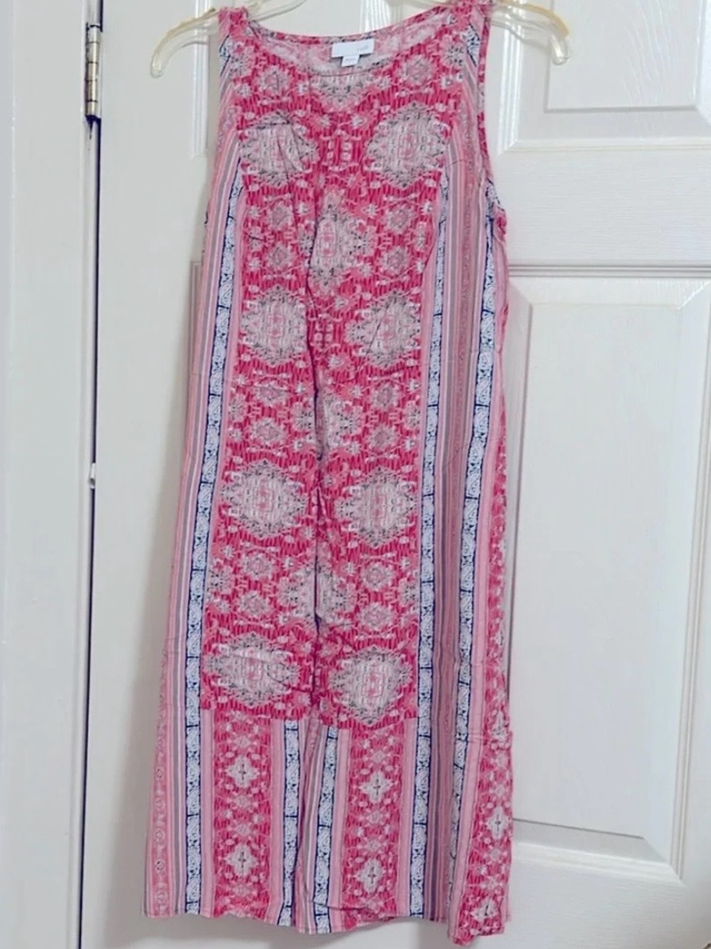 J. Jill Paisley Mixed Print Sleeveless Shift Midi Dress- Pink Boho Sz 2X - Picture 8 of 9
